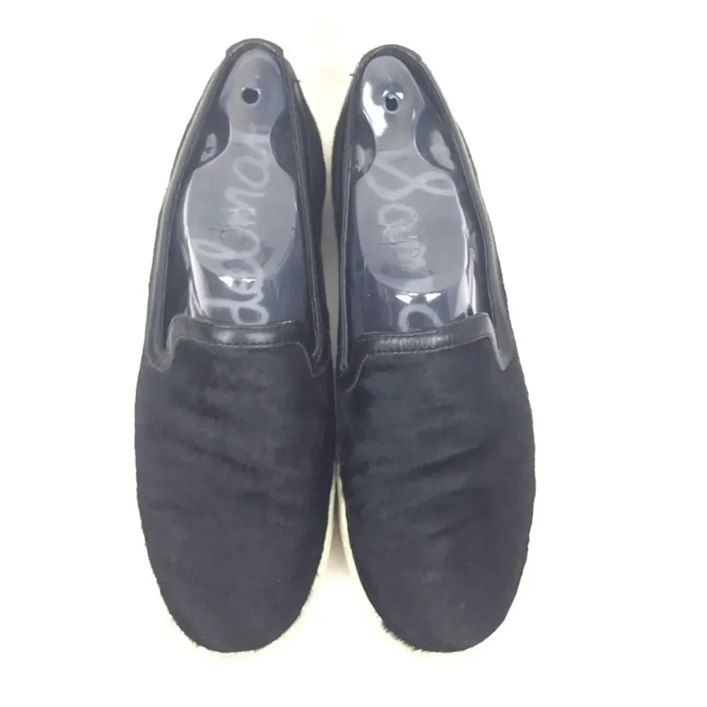 Sam Edelman Faux Fur Skater Shoes Slip On Black Size 7.5M